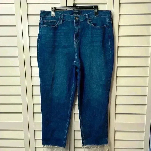 Calvin Klein High Rise Straight Ankle Jeans Size 16/33 Inseam 24” Medium Blue - Picture 1 of 9
